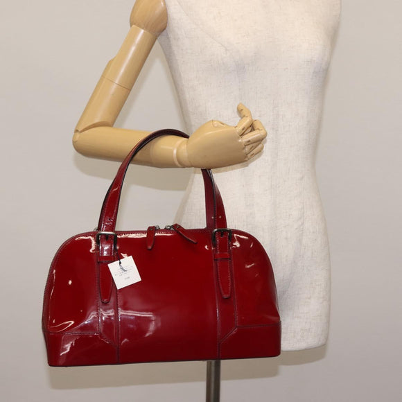 BURBERRY Hand Bag Enamel Red Auth BA5721