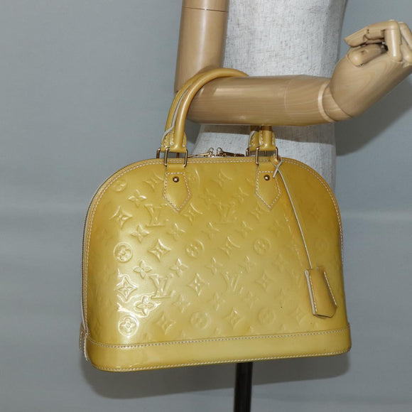 LOUIS VUITTON Monogram Vernis Alma PM Hand Bag Broncorail M91445 LV Auth BA5722