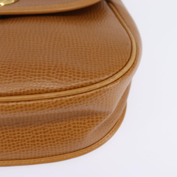 Christian Dior Shoulder Bag Leather Beige Gold Auth BA5737