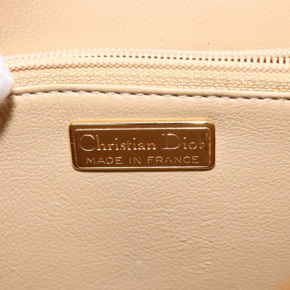 Christian Dior Shoulder Bag Leather Beige Gold Auth BA5737