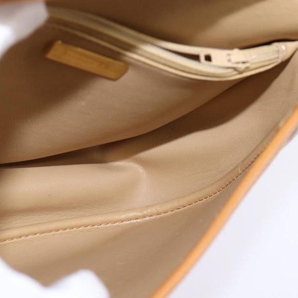 Christian Dior Shoulder Bag Leather Beige Gold Auth BA5737