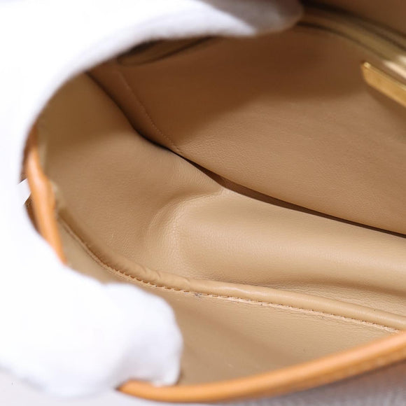 Christian Dior Shoulder Bag Leather Beige Gold Auth BA5737