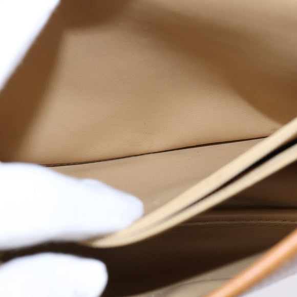 Christian Dior Shoulder Bag Leather Beige Gold Auth BA5737