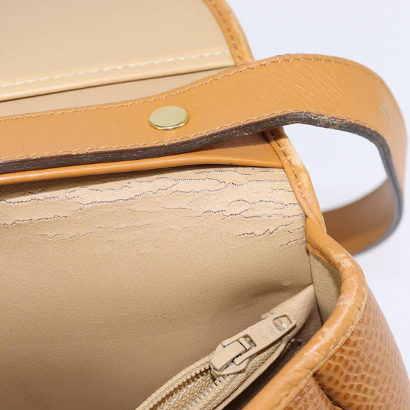 Christian Dior Shoulder Bag Leather Beige Gold Auth BA5737