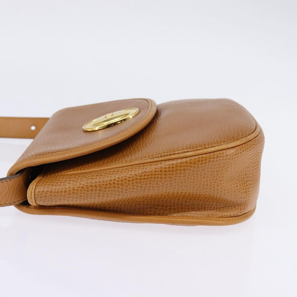 Christian Dior Shoulder Bag Leather Beige Gold Auth BA5737