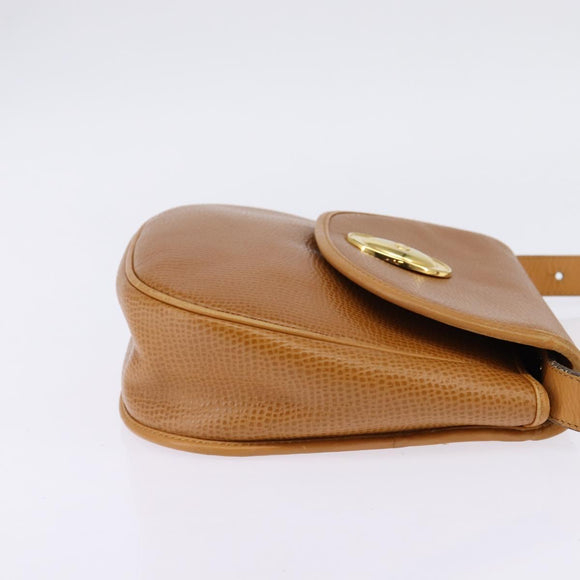 Christian Dior Shoulder Bag Leather Beige Gold Auth BA5737