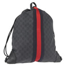 GUCCI GG Supreme Sherry Line Backpack PVC Black Auth BA5738-1