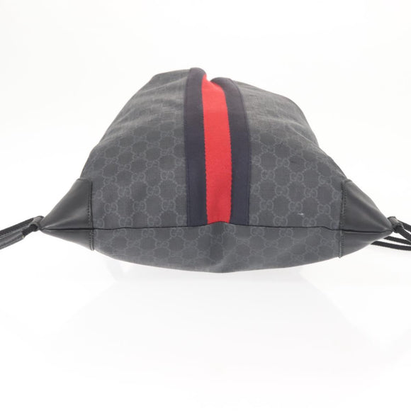 GUCCI GG Supreme Sherry Line Backpack PVC Black Auth BA5738