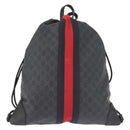 GUCCI GG Supreme Sherry Line Backpack PVC Black Auth BA5738-2