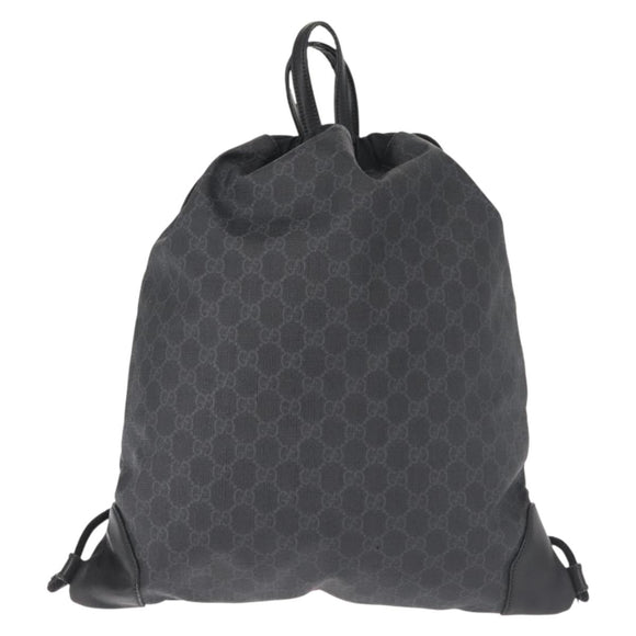 GUCCI GG Supreme Sherry Line Backpack PVC Black Auth BA5738