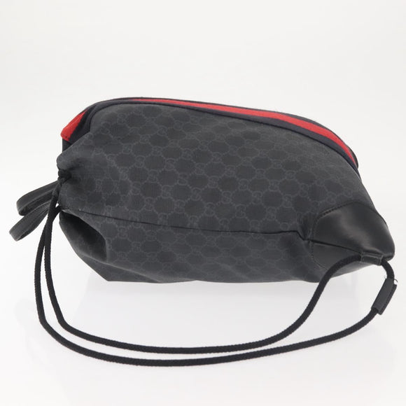 GUCCI GG Supreme Sherry Line Backpack PVC Black Auth BA5738