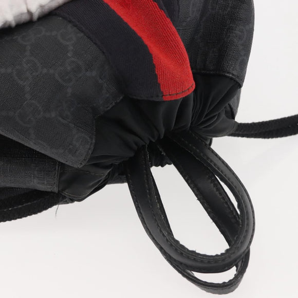 GUCCI GG Supreme Sherry Line Backpack PVC Black Auth BA5738