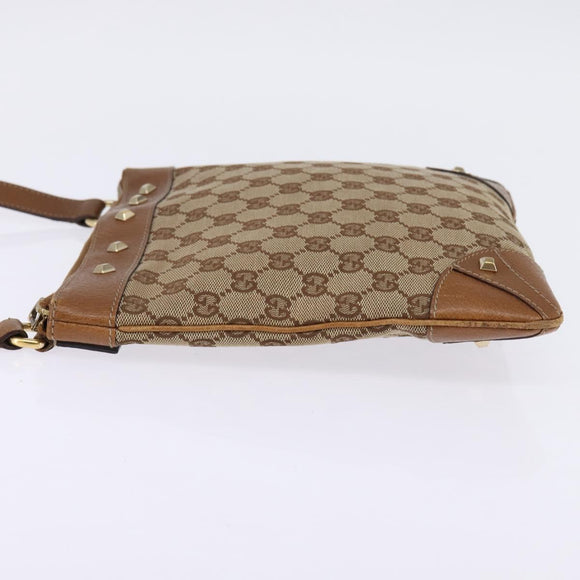 GUCCI GG Canvas Shoulder Bag Beige Gold 120893 Auth BA5739