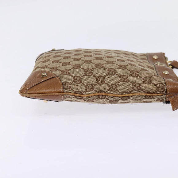 GUCCI GG Canvas Shoulder Bag Beige Gold 120893 Auth BA5739