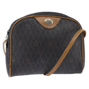 Christian Dior Honeycomb Canvas Shoulder Bag PVC Black Gold Auth BA5741-1