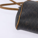 Christian Dior Honeycomb Canvas Shoulder Bag PVC Black Gold Auth BA5741-9