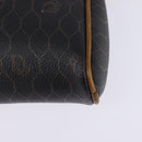 Christian Dior Honeycomb Canvas Shoulder Bag PVC Black Gold Auth BA5741-16