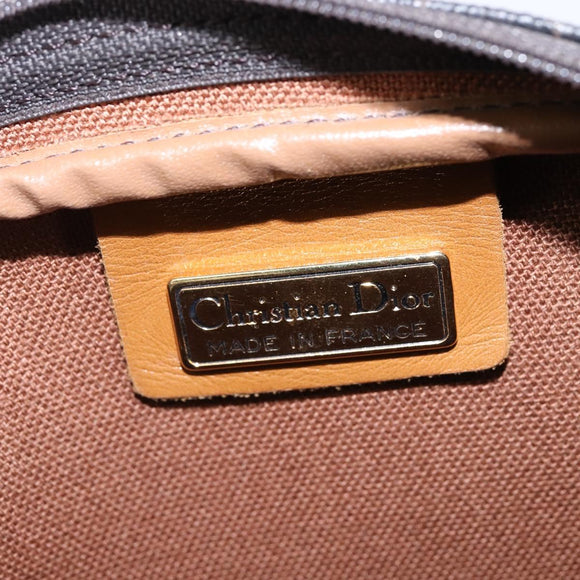 Christian Dior Honeycomb Canvas Shoulder Bag PVC Black Gold Auth BA5741