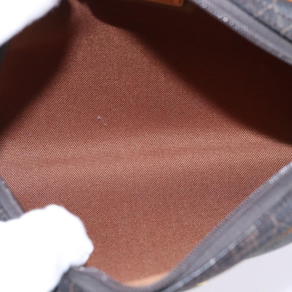 Christian Dior Honeycomb Canvas Shoulder Bag PVC Black Gold Auth BA5741