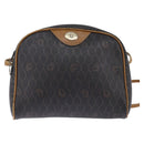 Christian Dior Honeycomb Canvas Shoulder Bag PVC Black Gold Auth BA5741-13