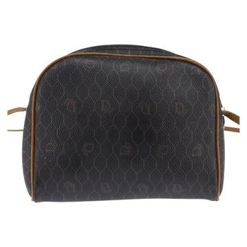 Christian Dior Honeycomb Canvas Shoulder Bag PVC Black Gold Auth BA5741 - 0