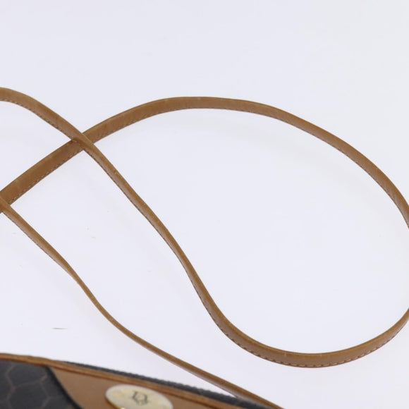 Christian Dior Honeycomb Canvas Shoulder Bag PVC Black Gold Auth BA5741