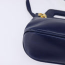 Salvatore Ferragamo Gancini Hand Bag Leather 2way Blue Gold Auth BA5742-9