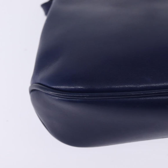 Salvatore Ferragamo Gancini Hand Bag Leather 2way Blue Gold Auth BA5742