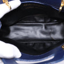 Salvatore Ferragamo Gancini Hand Bag Leather 2way Blue Gold Auth BA5742-10