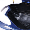Salvatore Ferragamo Gancini Hand Bag Leather 2way Blue Gold Auth BA5742-21
