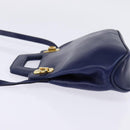 Salvatore Ferragamo Gancini Hand Bag Leather 2way Blue Gold Auth BA5742-3