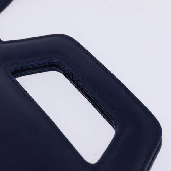 Salvatore Ferragamo Gancini Hand Bag Leather 2way Blue Gold Auth BA5742