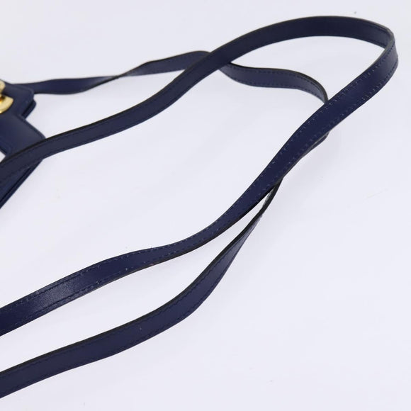 Salvatore Ferragamo Gancini Hand Bag Leather 2way Blue Gold Auth BA5742