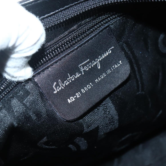 Salvatore Ferragamo Shoulder Bag Canvas Black Silver Auth BA5743