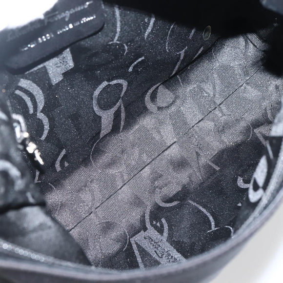 Salvatore Ferragamo Shoulder Bag Canvas Black Silver Auth BA5743