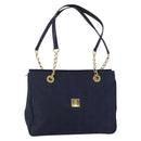 MCM Vicetos Logogram Tote Bag Canvas Navy Gold Auth BA5744-1