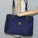 MCM Vicetos Logogram Tote Bag Canvas Navy Gold Auth BA5744-20