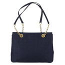 MCM Vicetos Logogram Tote Bag Canvas Navy Gold Auth BA5744-2