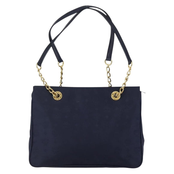 MCM Vicetos Logogram Tote Bag Canvas Navy Gold Auth BA5744