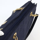 MCM Vicetos Logogram Tote Bag Canvas Navy Gold Auth BA5744-6