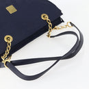 MCM Vicetos Logogram Tote Bag Canvas Navy Gold Auth BA5744-7