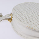 BALLY Chain Shoulder Bag Leather White Gold Auth BA5745-14