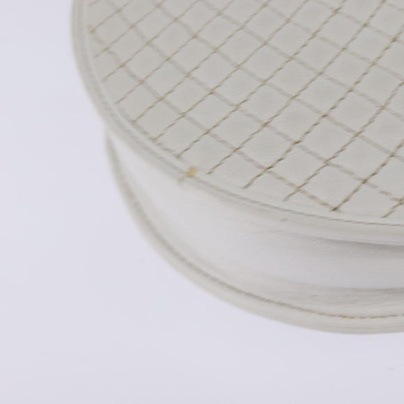 BALLY Chain Shoulder Bag Leather White Gold Auth BA5745