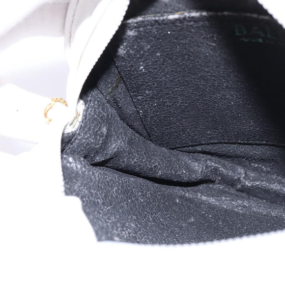 BALLY Chain Shoulder Bag Leather White Gold Auth BA5745