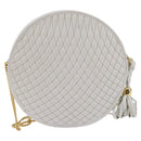 BALLY Chain Shoulder Bag Leather White Gold Auth BA5745-2