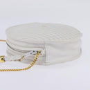 BALLY Chain Shoulder Bag Leather White Gold Auth BA5745-3