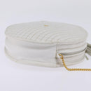 BALLY Chain Shoulder Bag Leather White Gold Auth BA5745-4