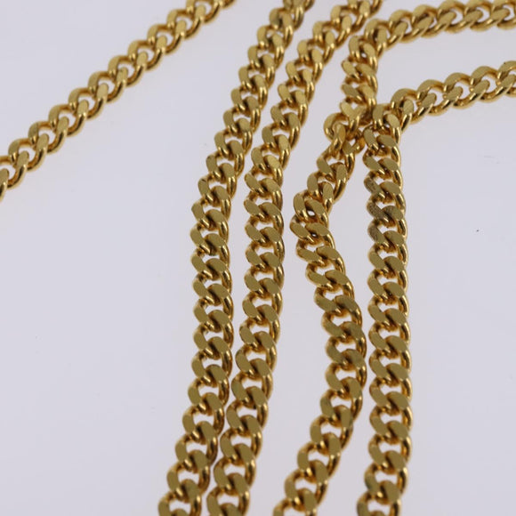 BALLY Chain Shoulder Bag Leather White Gold Auth BA5745