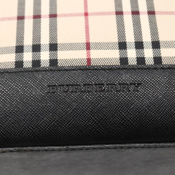 BURBERRY Nova Check Tote Bag Canvas Leather Beige Silver Auth BA5747