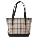 BURBERRY Nova Check Tote Bag Canvas Leather Beige Silver Auth BA5747-2